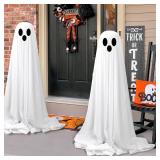 Halloween Decorations Outdoor Indoor-2 Packs Light Up Ghost-Lighted Spooky Ghost Decor with LED String Lights for Home Outside Porch Garden Yard Lawn Party Decorations