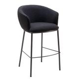 Essen 29.5 in. Solid Back Black and Bronze Plywood Frame Barstool with 100% Polyester Seat