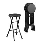 COSCO 24  Vinyl Padded Folding Stool  Black  4-Pack