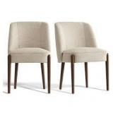 19.5 in Seat Height Upholstered Solid Wood Full Back Dining Chair (Set of 2)