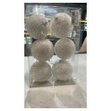 White textured Glitter Christmas Ball Ornaments - Set of 6