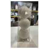 White textured Glitter Christmas Ball Ornaments - Set of 6