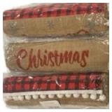 Buffalo Plaid burlap Ribbon with Pom Pom Trim Table Runner bundle of three
