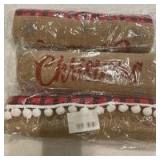 Buffalo Plaid burlap Ribbon with Pom Pom Trim Table Runner bundle of three