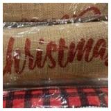 Buffalo Plaid burlap Ribbon with Pom Pom Trim Table Runner bundle of three