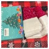 Pink Sequined Christmas Tree Skirt with White Fur Trim