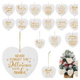 Suzile 24 Pcs Christmas Ceramic Ornament Keepsake - Thank You Gifts for Teacher, Employee, Nurse Appreciation - Coworker Retirement Gift - Heart-Shaped Hanging Souvenir Decoration