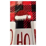 Holiday wooden HO HO HO Sign Double sided with âJoyâ with Santa Hat
