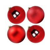 Extra Large Size Outdoor Christmas Ornaments, Oversized Huge Big Shatterproof Xmas Christmas Plastic Balls for Outside Lawn Yard Tree Hanging Decorations (6\"/150mm, Red, 4 Packs)
