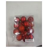 Lulu Home Christmas Ball Ornaments, 24 Ct 2.36\" Pre-Strung Hanging Ornament Decorations, Xmas Shatterproof Plastic Balls for Holiday Party Wreath Garlands Trees, Red