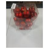 Lulu Home Christmas Ball Ornaments, 24 Ct 2.36\" Pre-Strung Hanging Ornament Decorations, Xmas Shatterproof Plastic Balls for Holiday Party Wreath Garlands Trees, Red