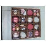 Pink and Silver Christmas Ornament Set