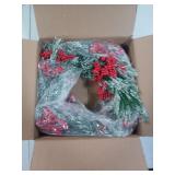 Christmas Pine Wreath with Red Berries