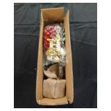 24\" Mini Christmas Trees with Flocked Pine Needles, Pine Cones, Berries Decoration, 2 Ft Decorated Burlap Trees with 25 Led Lights, Kitchen Tabletop Artificial Pre Lit Christmas Tree