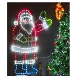 5FT Lighted Waving Santa Claus Animated Christmas Decoration, 273 LEDs Neon Lighted Figure for Outdoor Yard Decor, Indoor Holiday Party - Retail: $130