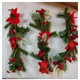 3 Pcs Christmas Candle Rings, Small Christmas Candle Wreath with Artificial Poinsettias Red Berries Mini Candle Wreaths Rings for Pillars Cabinets Table Centerpieces Windows Kitchen Decor