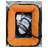 Heated Pet Bed for Indoor Cats - Self Warming Heating Dog Bed with Fur Fluffy Plush - Orthopedic Small Animal Bed with Memory Foam Side for Cat Puppy Rabbit - 4 Timing | 9 Temp | 19x15""