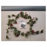 ROUND Christmas Garland with Bells, Pinecones, Berries and Lights.