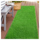 XLX TURF 2FTX6FT Artificial Grass Runner Rug - Thick Outdoor Realistic Pets Friendly Fake Grass Pads, 1 Pile Height - Retail: $22"