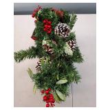 Christmas Garland, Artificial Cedar Cypress Garland with Red Berry, Bendable Faux Pine. LENGTH UNKNOWN.