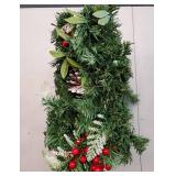 Christmas Garland, Artificial Cedar Cypress Garland with Red Berry, Bendable Faux Pine. LENGTH UNKNOWN.