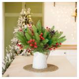 68 Pcs Christmas Artificial Pine Branch, 12 Inch Cedar Sprigs Stems with Pinecones Red Berry Needles Picks Christmas Fake Greenery for Garland Wreath DIY Holiday Decoration - Retail: $18