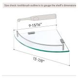 KES Glass Corner Shelf for Bathroom Corner Shelf 2 Pack Tempered Glass Shelf with Rail SUS 304 Stainless Steel Wall Mounted Brushed Finish, BGS2101A-2-P2 - Retail: $39