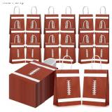 25 Pcs Football Party Favors Bags Football Bags with Handles Football Treat Bags Football Gift Bags Football Candy Bags for Football Birthday Party Decorations Bowl Themed Party, 8x6x3 inch.