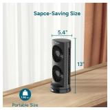 DR.PREPARE Desk Fan USB Tower Cooling Fan with Remote Control, DC Motor Portable Oscillating Fan, 3 Speeds, Dual Air Circulation, 110Â° Oscillation, Table Fan for Bedroom Dorm Room Office Desktop - 