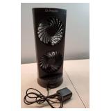 DR.PREPARE Desk Fan USB Tower Cooling Fan with Remote Control, DC Motor Portable Oscillating Fan, 3 Speeds, Dual Air Circulation, 110Â° Oscillation, Table Fan for Bedroom Dorm Room Office Desktop - 