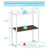 20 Gallon Fish Tank Stand, Upgraded Height Aquarium Stand Table with 2 Tiers Storage Shelf, Metal Reptile Breeder Turtle Terrarium Stand Rack for Home Office, 24 L x 12" W x 32.2" H, White - Retail: $