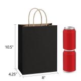 Recyclable Kraft Paper Gift Bag, 8x4.25x10.5 Inches, 100Pcs, Black, with Handles, Bulk, FSC Compliant, Multipurpose - Retail: $28