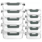 [10-Pack] Glass Meal Prep Containers with Lids, MCIRCO Food Storage Containers with Snap Locking Lids, Airtight Lunch Containers, Microwave, Oven, Freezer and Dishwasher - Retail: $35