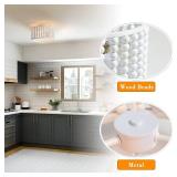 Wood Bead Chandelier, Semi Flush Mount Boho Nursery Ceiling Light Fixture Rustic 3 Lights Chandelier Farmhouse E26 for Kitchen Bedroom Living Dining Room White - Retail: $56