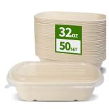 50 Pack 32 oz Paper Meal Prep Containers Disposable Food Containers with Lids, Deep Large Meal Prep and Take Out Food Containers for Salads, Lunch (50 Bowls 50 Lids) - Retail: $28