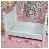 Newborn Photography Props Bed Woven Wooden Baby Photo Props Classic Retro Photoshoot Bohemian Macrame White Wood Bed Photo Studio Gift - Retail: $49
