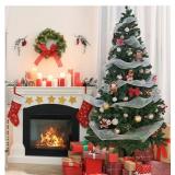 Christmas Tree 7ft Premium Artificial Pine Christmas Tree with Solid Metal Stand and Decorations Fit for Indoor Outdoor (7 feet, Green)