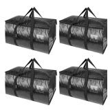 4-Pack Oversized Moving Bags with Reinforced Handles, Heavy-Duty Storage Tote for Clothes, Moving Supplies (Black, 4-Pack) - Retail: $27