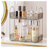 Bathroom Counter Organizer - Countertop Storage, Cosmetics & Skincare Shelf, Makeup Organizer, Perfume Tray, Spice Rack for Kitchen (2 Tier - Grey) - Retail: $26
