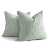 24x24 Pillow Covers Set of 2 Euro Sham Pillow Covers Cotton Euro Pillow Shams, Boho Throw Pillow Covers Large Decorative Square Pillowcase for Couch Bed, Sage Green - Retail: $37
