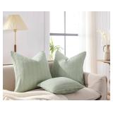 24x24 Pillow Covers Set of 2 Euro Sham Pillow Covers Cotton Euro Pillow Shams, Boho Throw Pillow Covers Large Decorative Square Pillowcase for Couch Bed, Sage Green - Retail: $37