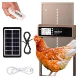 Automatic Chicken Coop Door Solar Powered, LCD Display Automatic Chicken Door with Timer & Light Sensor, Aluminum Alloy Chicken Door with Remote Control & 4 Modes - Retail: $60
