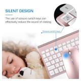Wireless Keyboard and Mouse Ultra Slim Combo, TopMate 2.4G Silent Compact USB 2400DPI Mouse and Scissor Switch Keyboard Set with Cover, Batteries Included, for PC/Laptop/Windows/Mac - Rose Gold White 