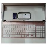 Wireless Keyboard and Mouse Ultra Slim Combo, TopMate 2.4G Silent Compact USB 2400DPI Mouse and Scissor Switch Keyboard Set with Cover, Batteries Included, for PC/Laptop/Windows/Mac - Rose Gold White 