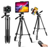 72-Inch Tripod for iPad iPhone, Camera Tripod for Phone with 2 in 1 Phone Holder for Cell Phone/Tablet/Webcam/Gopro with Carry Bag and Wireless Remote for Photography/Video - Retail: $25