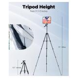 72-Inch Tripod for iPad iPhone, Camera Tripod for Phone with 2 in 1 Phone Holder for Cell Phone/Tablet/Webcam/Gopro with Carry Bag and Wireless Remote for Photography/Video - Retail: $25