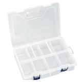 Large Bead Organizer Box, 8 Compartment Craft Storage Container with Removable Divider, Plastic Empty Case for Jewelry Rhinestone Charms Crystal Press On Fake Nail, Hair Stuff Small Accessory - Retail