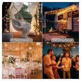 Globe String Lights, 16.4Ft 50 LED Fairy Lights Battery Operated with Remote Control for Party, Wedding, Halloween, Christmas Decorations Warm White - Retail: $13