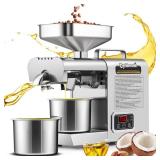 Oil Press Machine, Automatic Oil Making,1000W Oil Extractor for Cold & Hot Pressing, Oil Maker with Intelligent Temperature Controller, Seeds Nuts Oil Expeller, CE(110V, US Plug) - Retail: $357