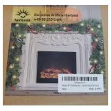 9FT Christmas Garland with 50LED Lights, Battery Operated PreLit Garland Christmas Decorations Timer 8 Mode, Artificial Outdoor Christmas Garland Greenery Pinecone for Indoor Door Decor